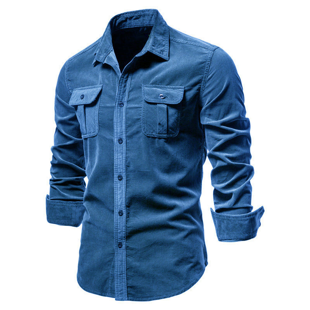 Corduroy Men's Business Shirt Slim Fit Casual Shirt