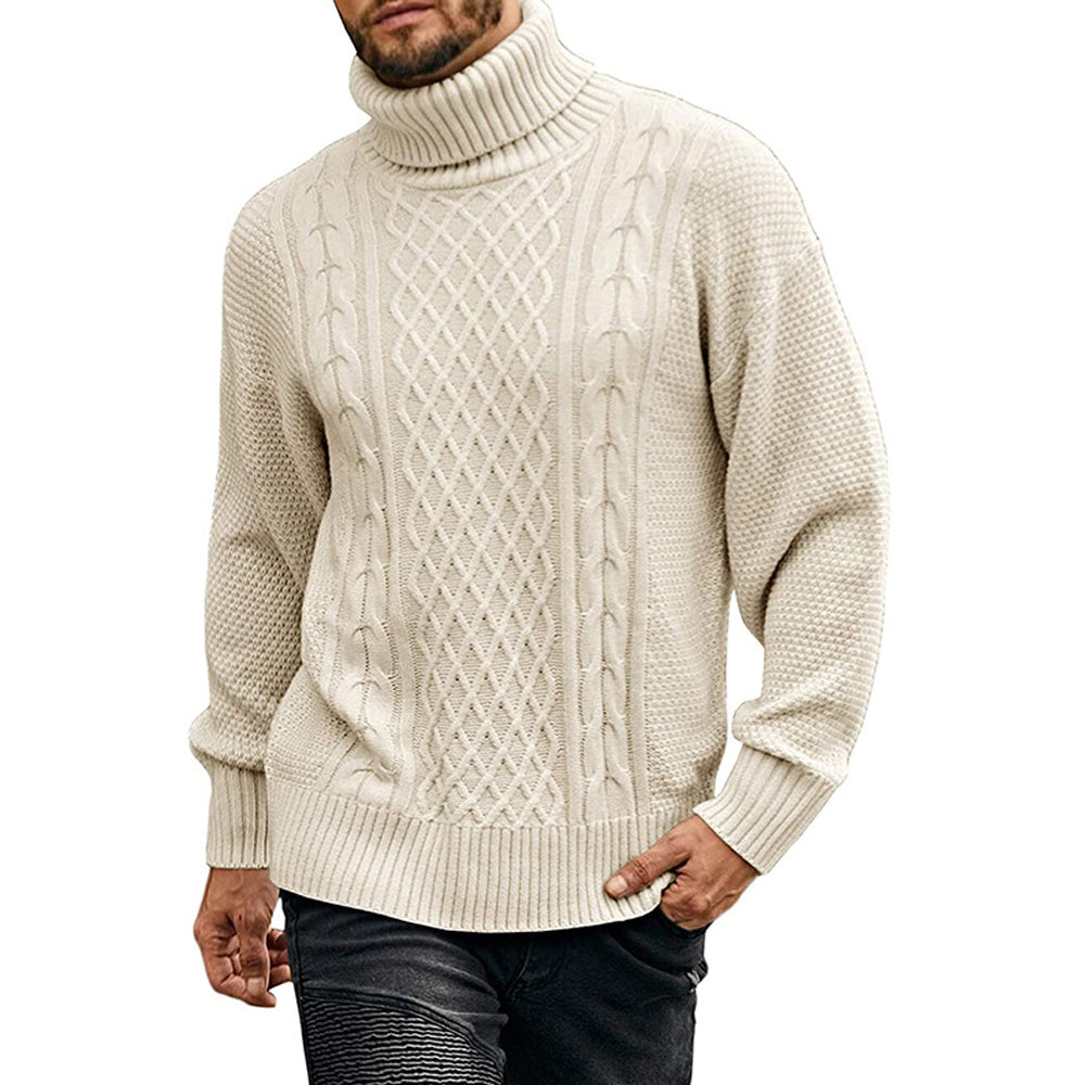 Men's Solid Color Long Sleeve Knit Turtleneck Sweater