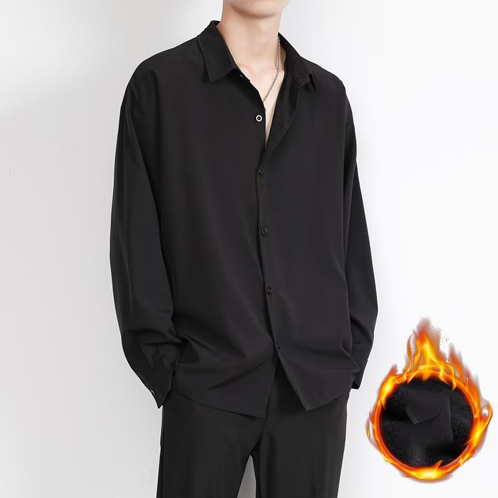 Loose Men's Comfortable Casual Solid Color Long Sleeve Shirt