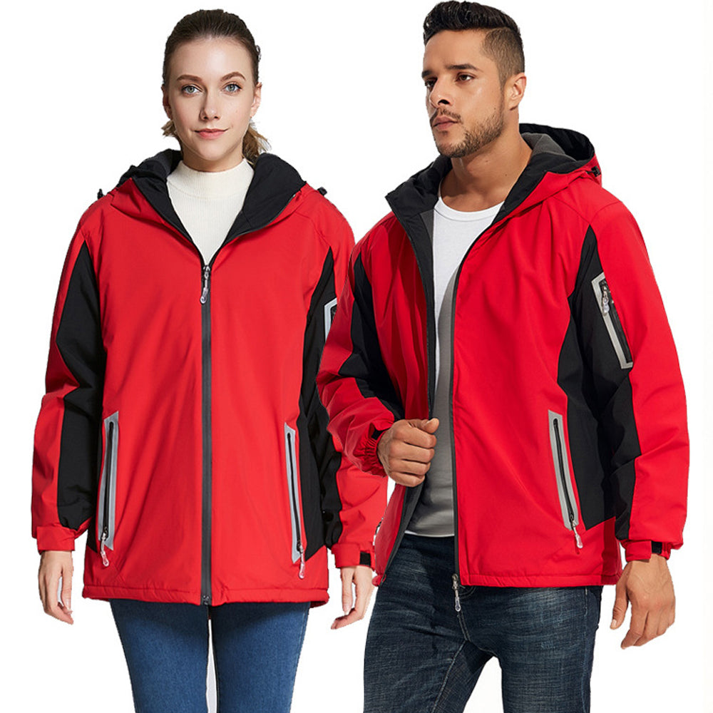 Couples style reflective warm outdoor hooded jacket