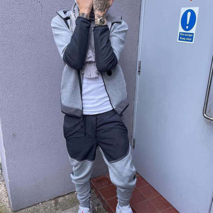 Men's Fashion Zipper Long Sleeve Trousers Set