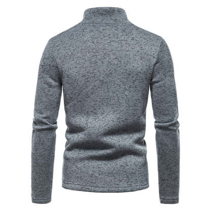Men's Solid Color Zip Turtleneck Standing Collar Sweater