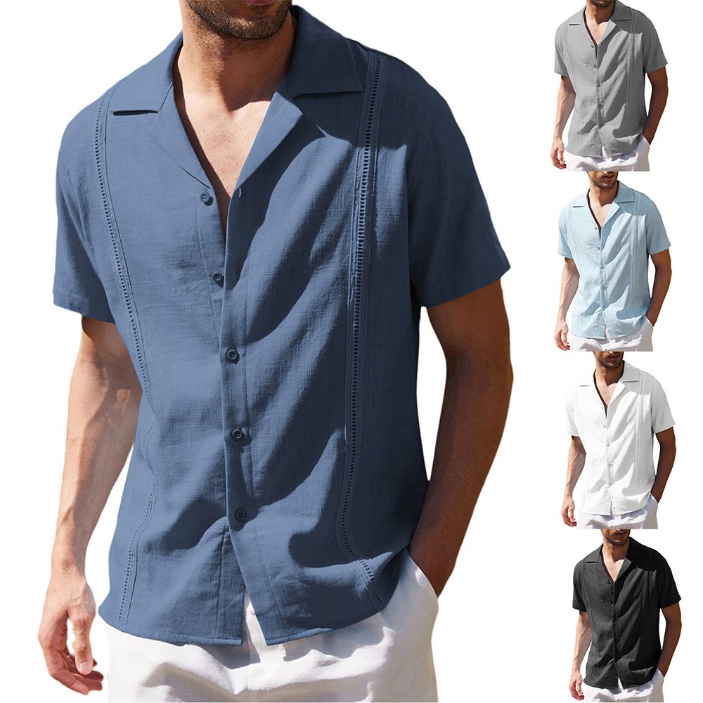 Men's short-sleeved linen shirt