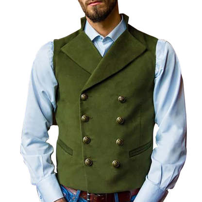Men's Lapel Double Breasted Solid Vest