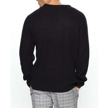 New Men's Fashion Round Neck Hollow Out Casual Knit Long Sleeve Sweater