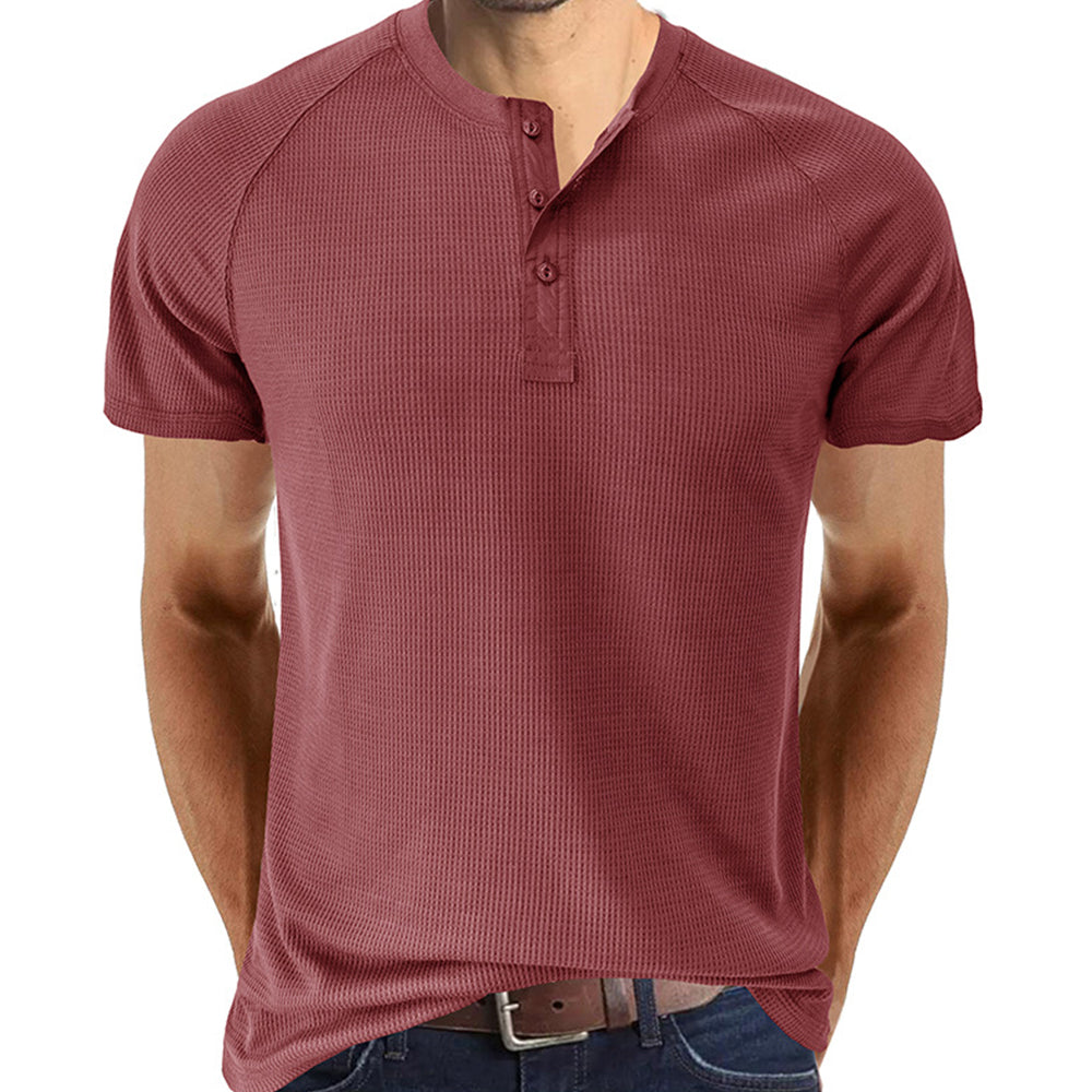 Waffle Button Raglan Men's Short Sleeve