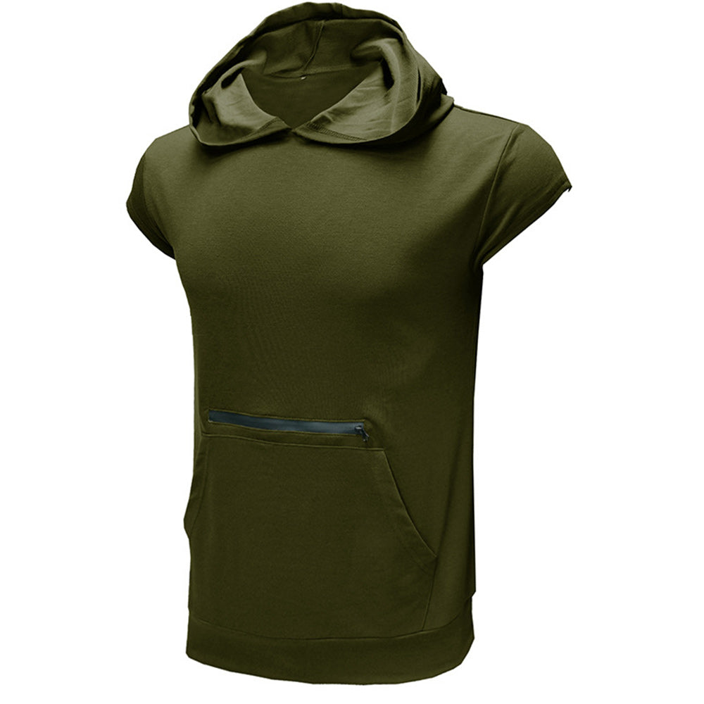 Men's Sleeveless Sports Vest Outdoor Fitness Solid Color Hoodie