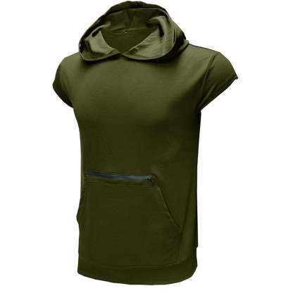 Men's Sleeveless Sports Vest Outdoor Fitness Solid Color Hoodie