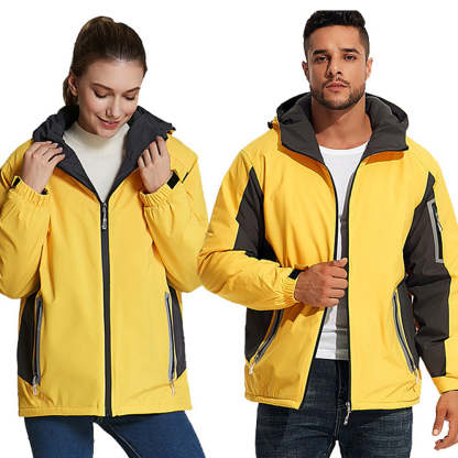 Couples style reflective warm outdoor hooded jacket
