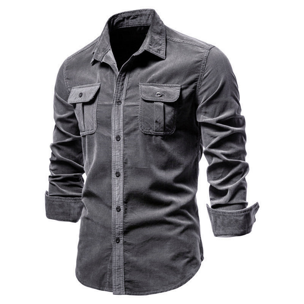 Corduroy Men's Business Shirt Slim Fit Casual Shirt