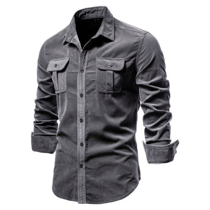 Diggetty Corduroy Men's Business Shirt Slim Fit Casual Shirt