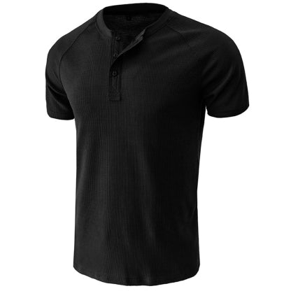Waffle Button Raglan Men's Short Sleeve