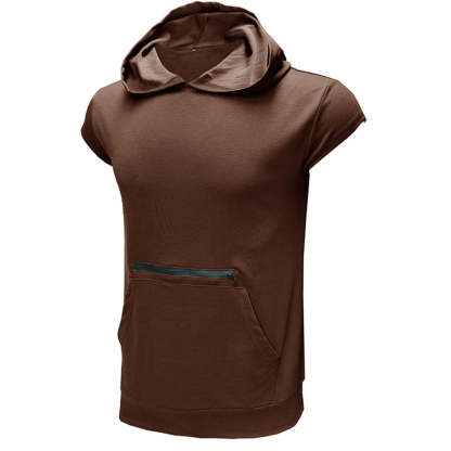 Men's Sleeveless Sports Vest Outdoor Fitness Solid Color Hoodie