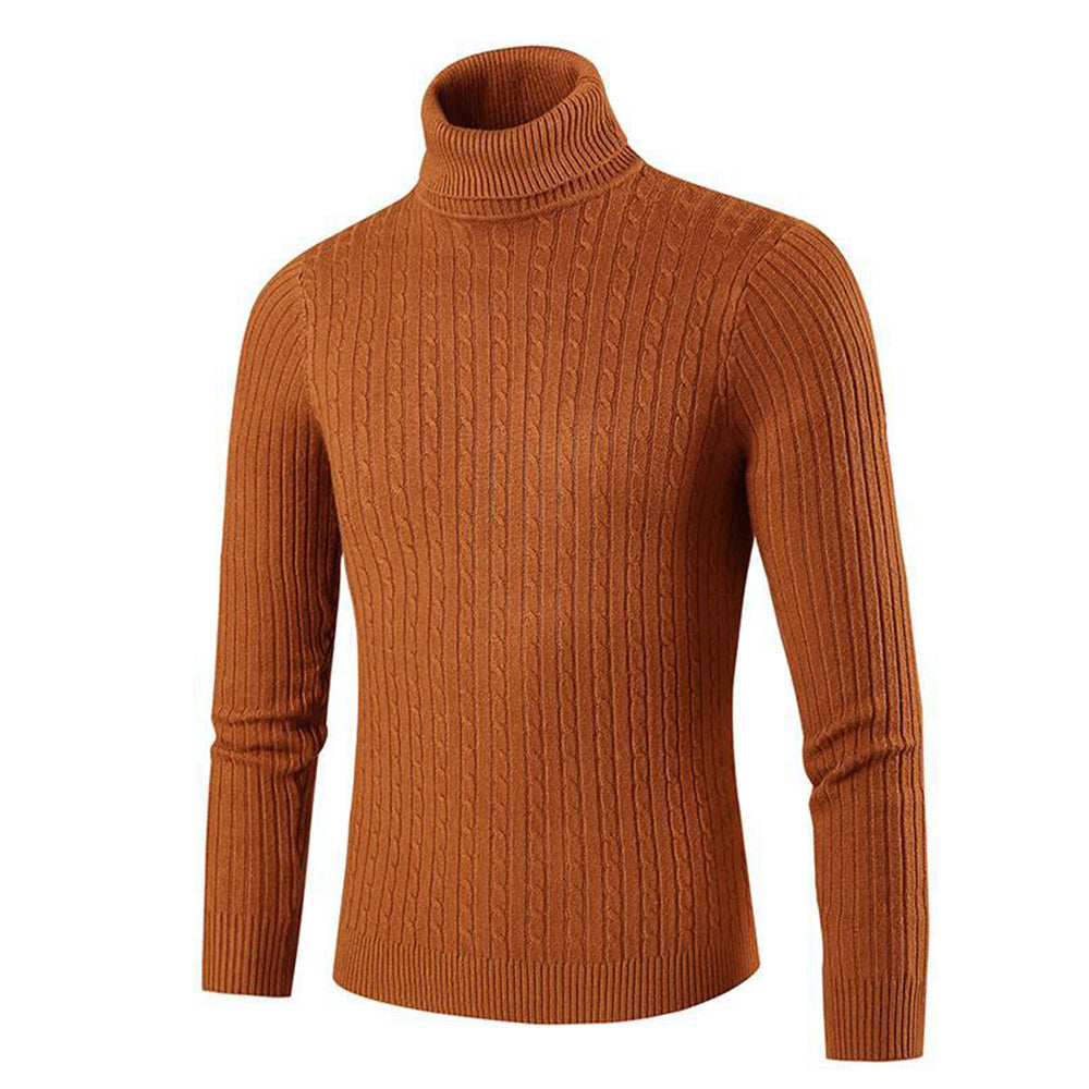 Autumn/Winter Men's Turtleneck Solid Color Knit Pullover Sweater