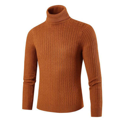 Autumn/Winter Men's Turtleneck Solid Color Knit Pullover Sweater