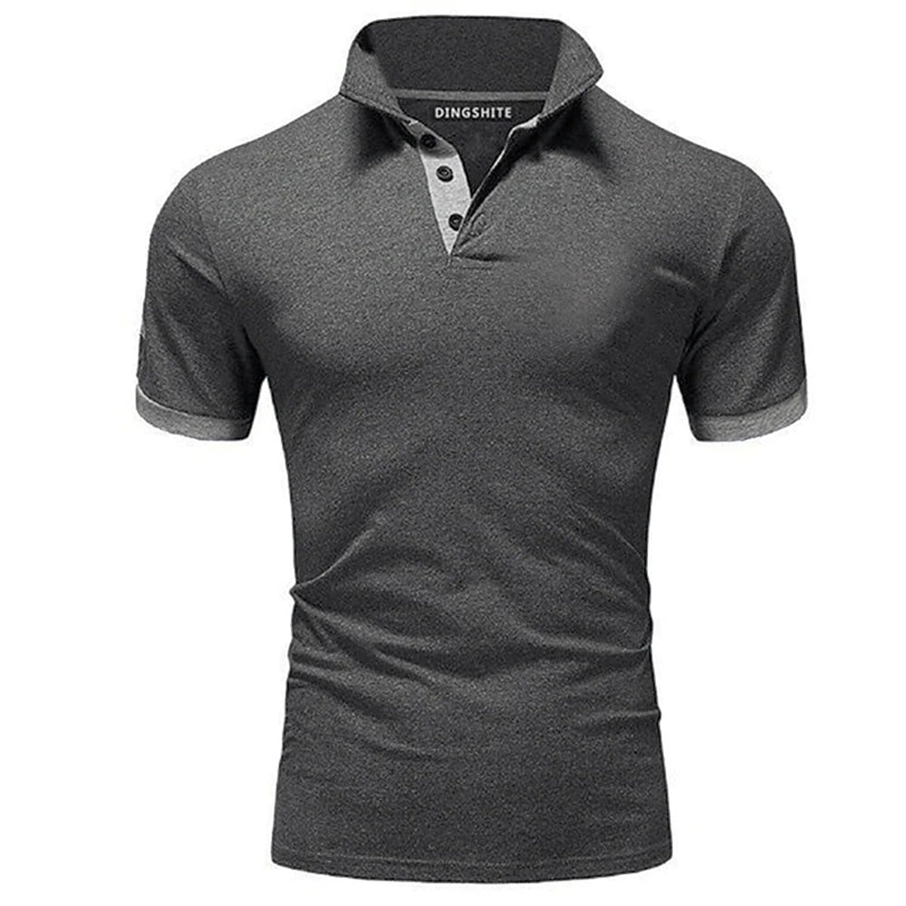 New Men's Stitching Contrast Color Slim Polo Shirt