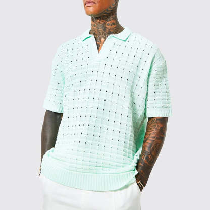 Men's knitted short-sleeve polo shirt