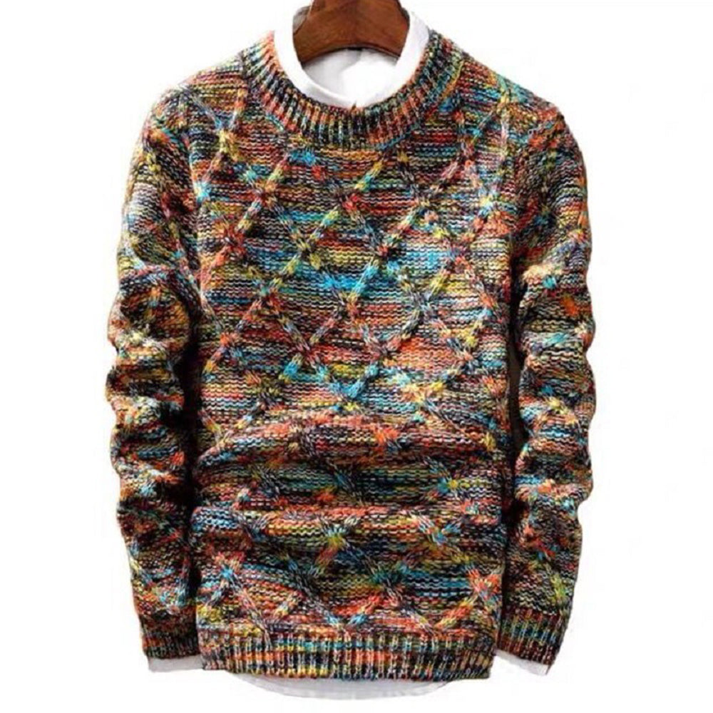 Men's round neck thickened slim trendy sweater