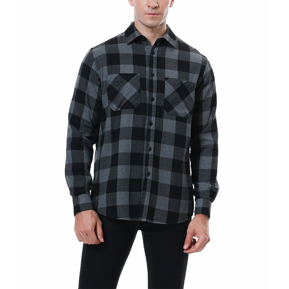Men's Casual Plaid Long Sleeve Shirt