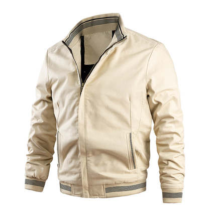 Fashion Men's Rib Neck Solid Jacket