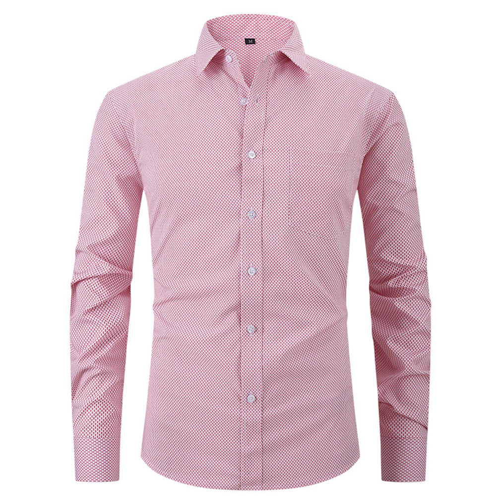 Check Print Business Casual Stretch Long Sleeve Shirt