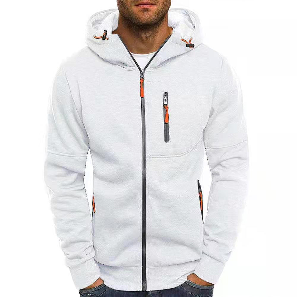 Men's Contrast Zip Slim Fit Hooded Jacket