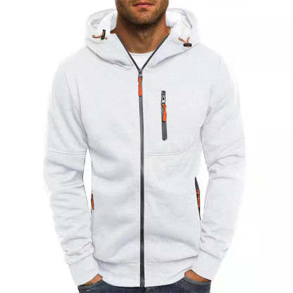 Men's Contrast Zip Slim Fit Hooded Jacket