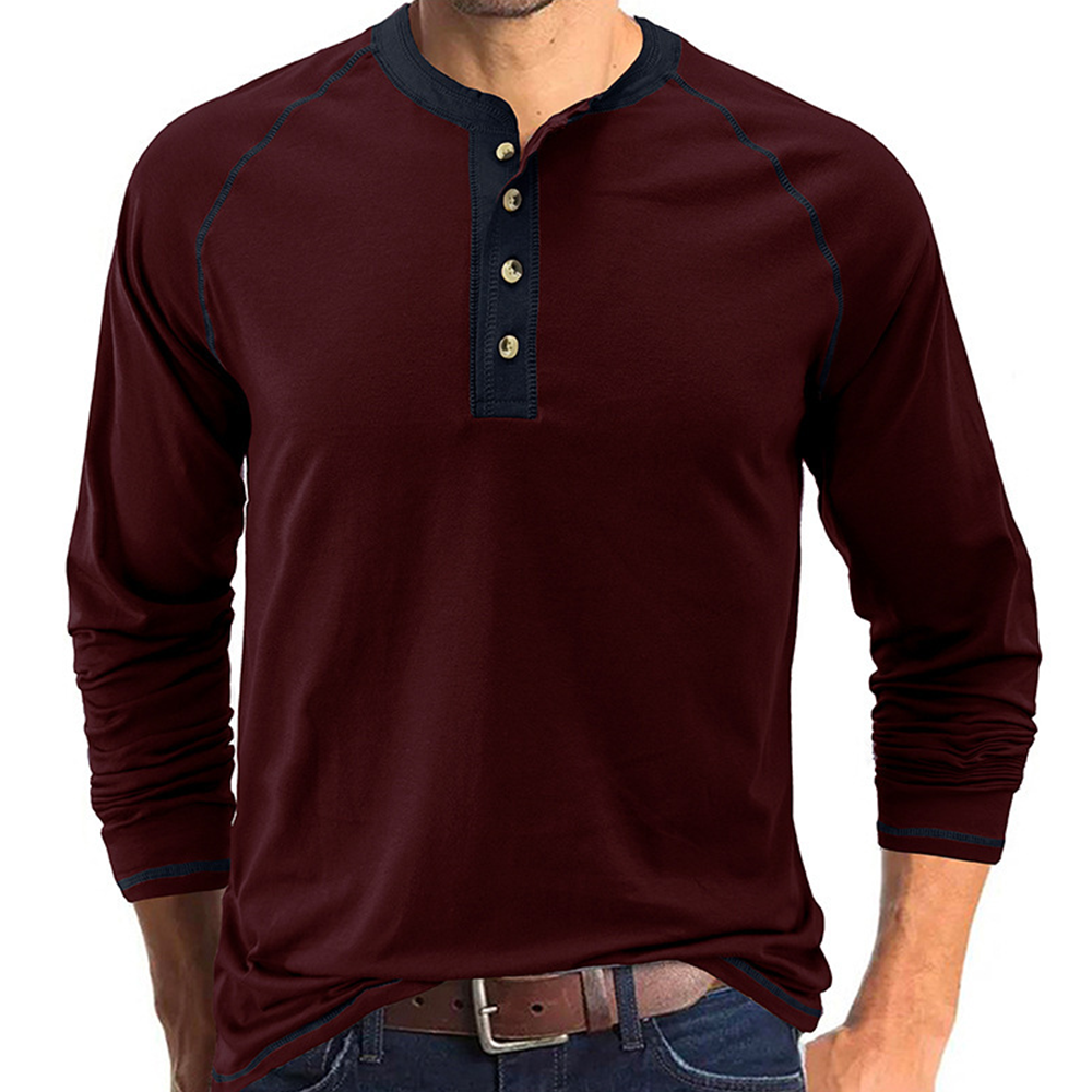Men's Autumn and Winter Fashion Solid Color Raglan Long Sleeves