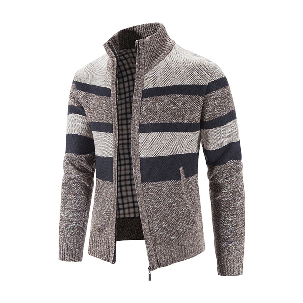 Men's Fashion Stripe Colorblock Sweater Cardigan Jacket