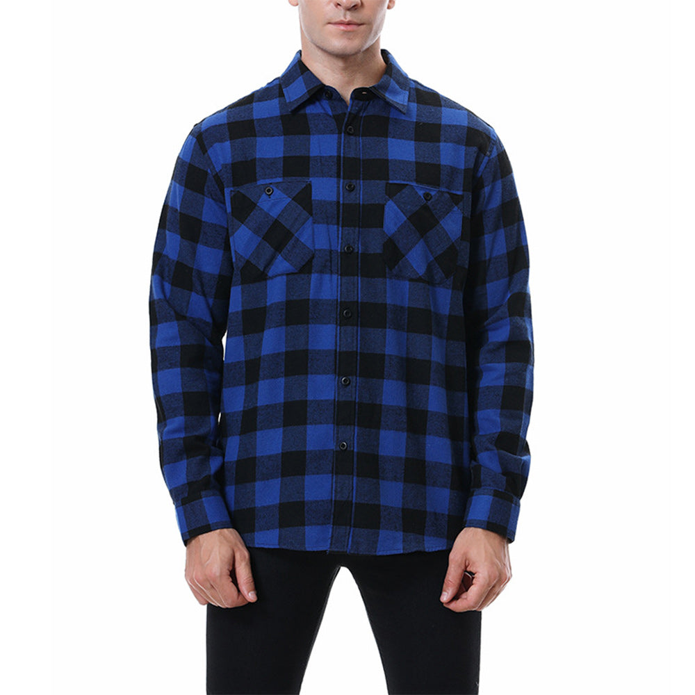Diggetty Men's Casual Plaid Long Sleeve Shirt