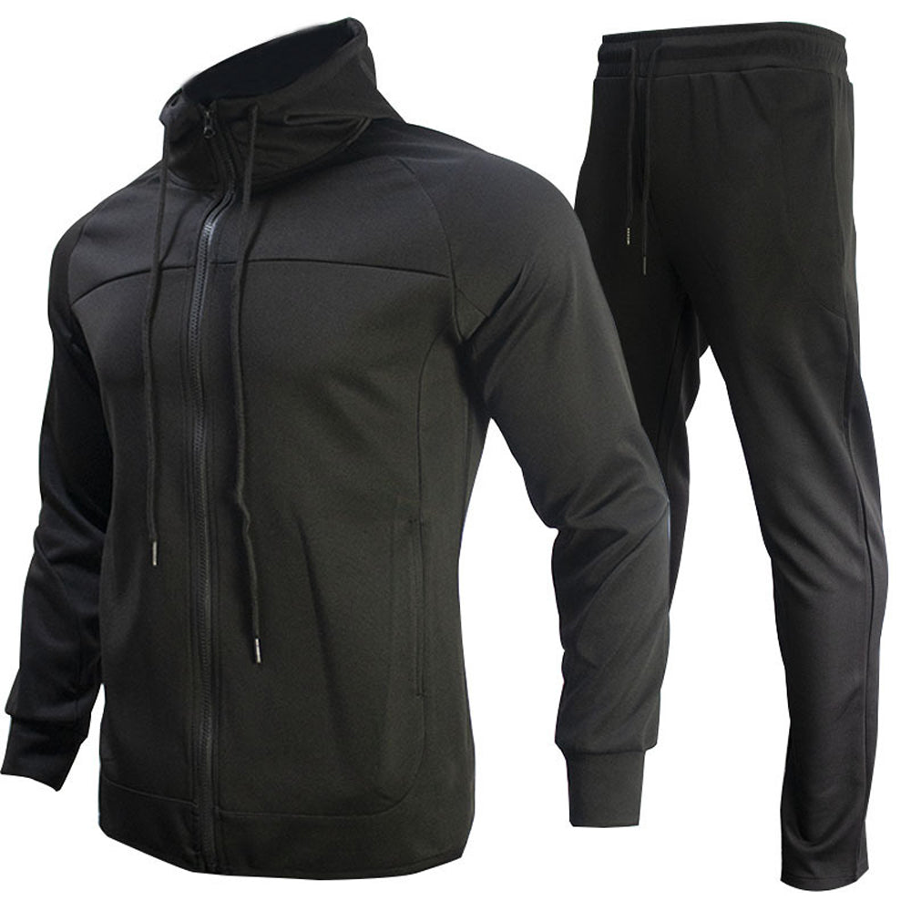 Men's casual color contrast sports two-piece set