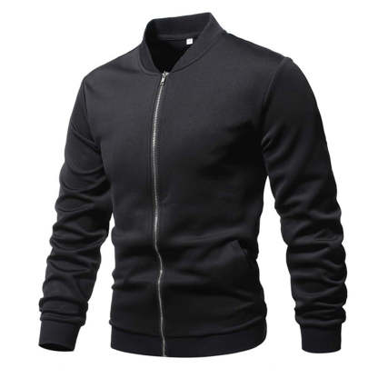 Fashion Men's Black Stand Collar Versatile Jacket