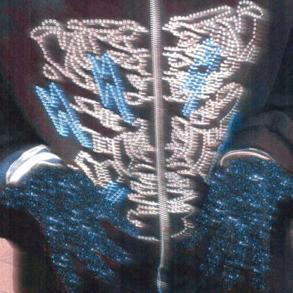Rhinestone Skull Zip-Up Oversized Coat
