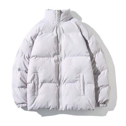 Men's Stand Collar Solid Color Fashion Padded Jacket