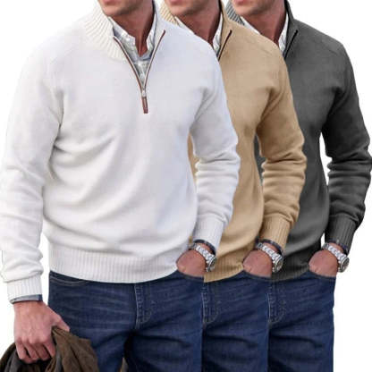 Diggetty Men's Fashion Stand Collar Zipper Thermal Sweater
