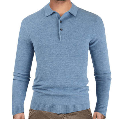 Men's Button Lapel Solid Color Slim Knitted Base Layer Shirt