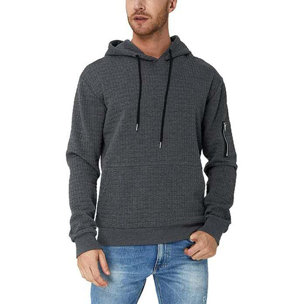 Trendy Men's Jacquard Zip Pocket Long Sleeve Sweatshirt