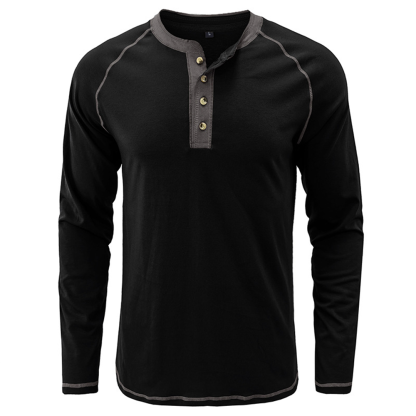 Men's Autumn and Winter Fashion Solid Color Raglan Long Sleeves