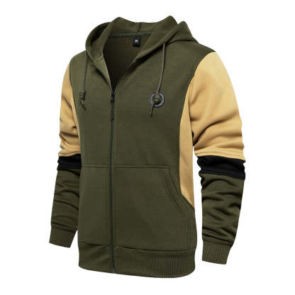 New Men's Fashion Colorblock Contrast Cardigan
