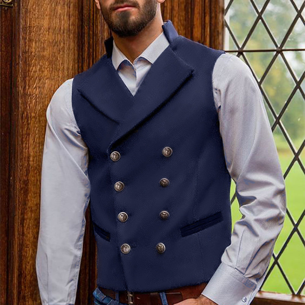 Men's Lapel Double Breasted Solid Vest