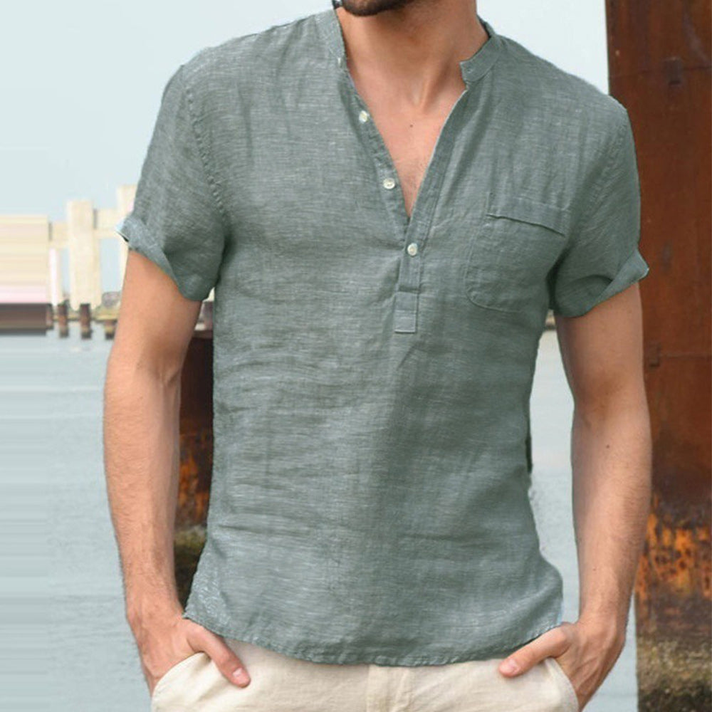Men's Solid Color Short Sleeve Shirt