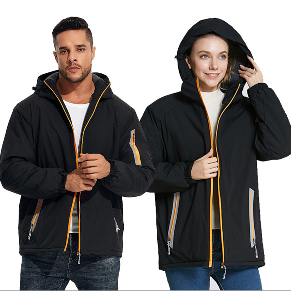 Couples style reflective warm outdoor hooded jacket