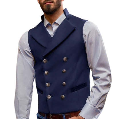 Men's Lapel Double Breasted Solid Vest