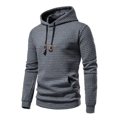 New Men's Fashion Check Casual Pocket Pullover Hoodie