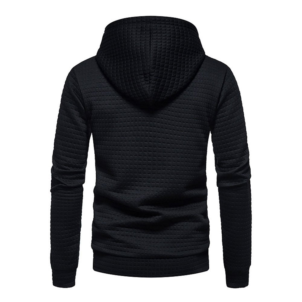 New Men's Fashion Check Casual Pocket Pullover Hoodie