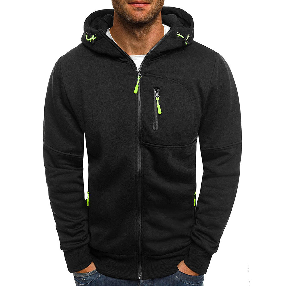 Men's Contrast Zip Slim Fit Hooded Jacket