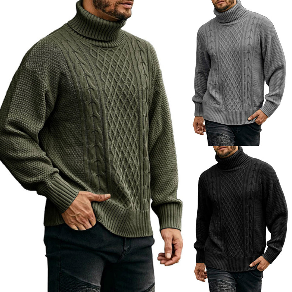 Men's Solid Color Long Sleeve Knit Turtleneck Sweater