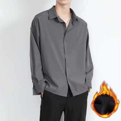 Loose Men's Comfortable Casual Solid Color Long Sleeve Shirt