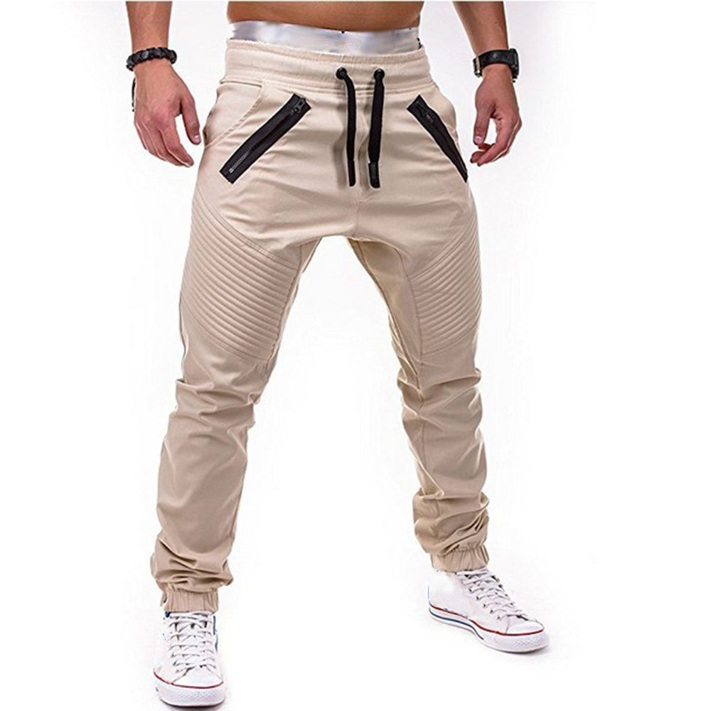 Pleated lounge trousers with lace-up stripes
