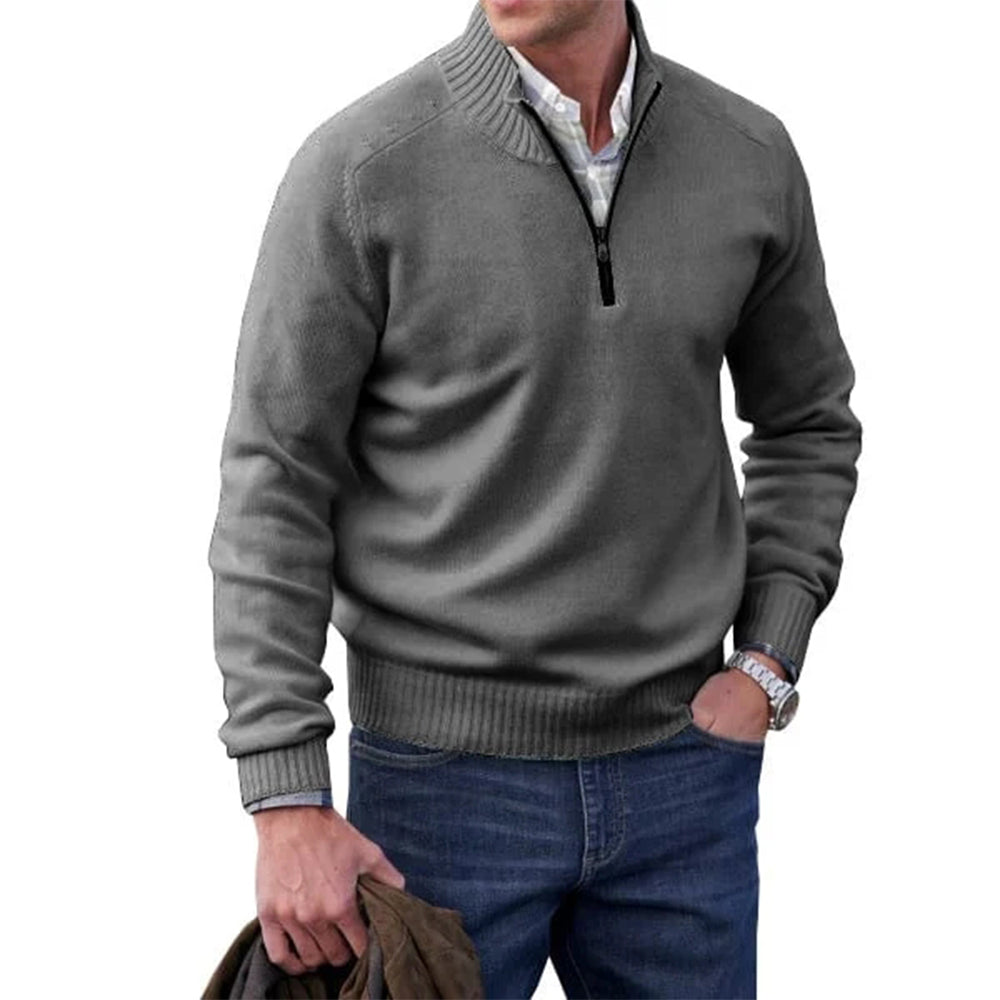 Diggetty Men's Fashion Stand Collar Zipper Thermal Sweater
